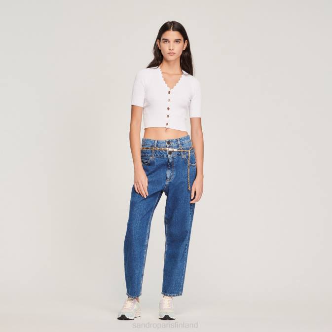 Sandro Paris naiset neulottu villapaita hienoilla napeilla VLHP260 vaatteet luonnonvalkoinen