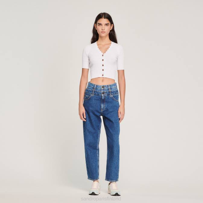 Sandro Paris naiset neulottu villapaita hienoilla napeilla VLHP260 vaatteet luonnonvalkoinen