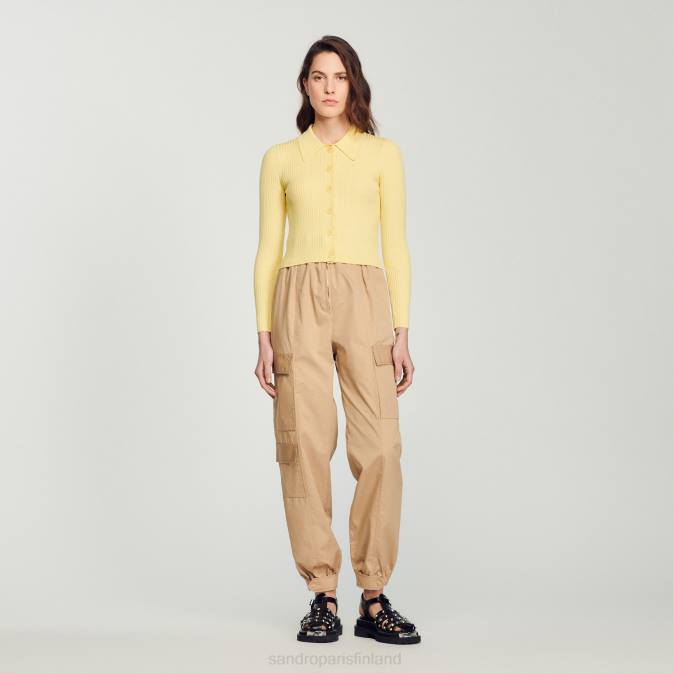 Sandro Paris naiset rajattu joustinneuletakki VLHP370 vaatteet keltainen