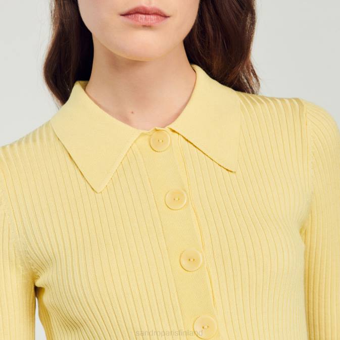 Sandro Paris naiset rajattu joustinneuletakki VLHP370 vaatteet keltainen