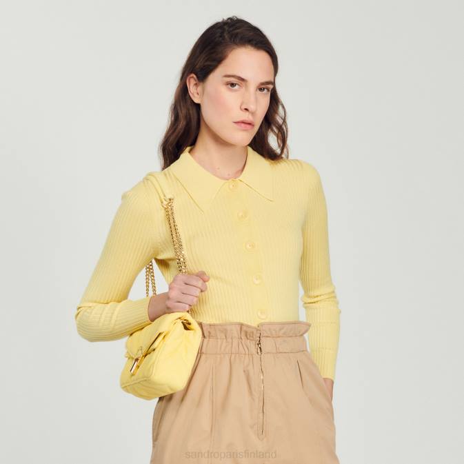 Sandro Paris naiset rajattu joustinneuletakki VLHP370 vaatteet keltainen