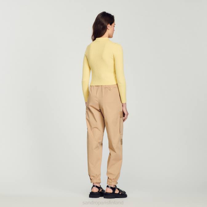 Sandro Paris naiset rajattu joustinneuletakki VLHP370 vaatteet keltainen