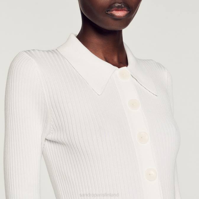 Sandro Paris naiset rajattu joustinneuletakki VLHP407 vaatteet valkoinen