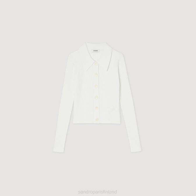 Sandro Paris naiset rajattu joustinneuletakki VLHP407 vaatteet valkoinen