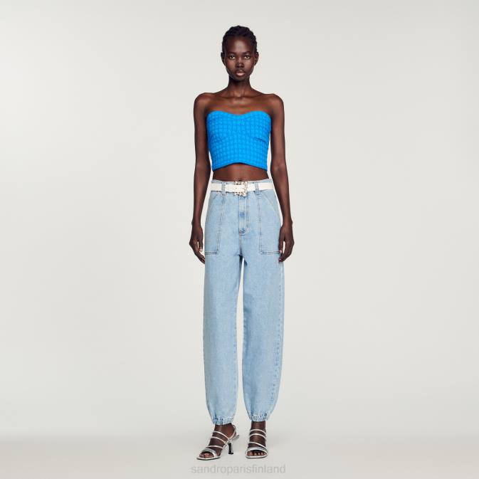 Sandro Paris naiset rajattu tweed bustier VLHP299 vaatteet sähkösininen