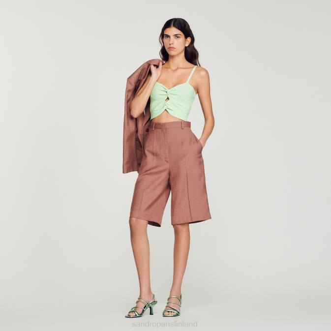 Sandro Paris naiset sidottu crop top VLHP413 vaatteet vaaleanvihreä
