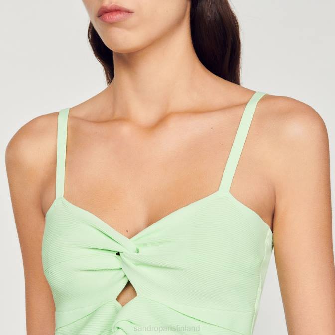 Sandro Paris naiset sidottu crop top VLHP413 vaatteet vaaleanvihreä