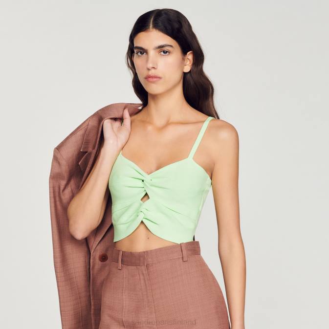 Sandro Paris naiset sidottu crop top VLHP413 vaatteet vaaleanvihreä