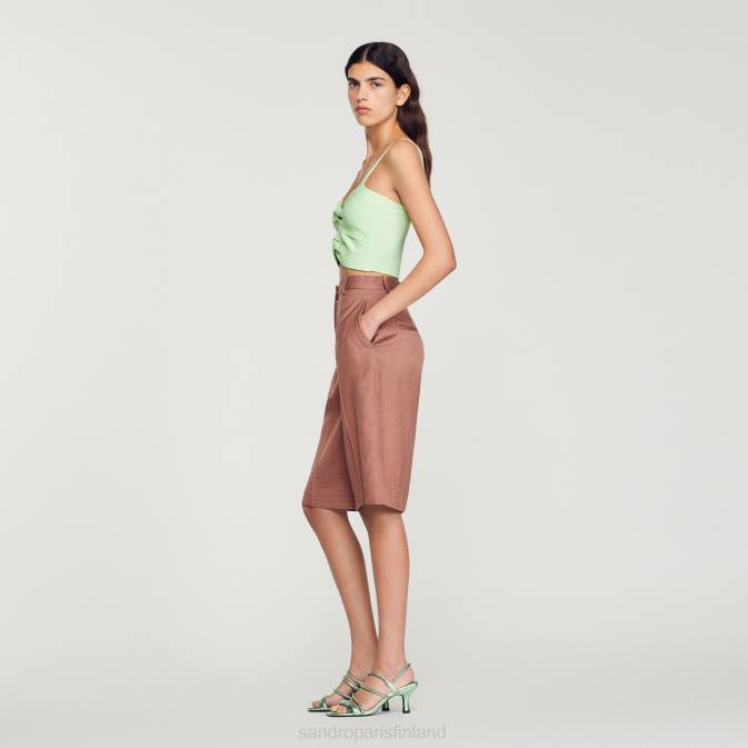 Sandro Paris naiset sidottu crop top VLHP413 vaatteet vaaleanvihreä