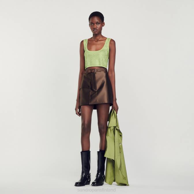 Sandro Paris naiset strassikivestä tehty toppi VLHP69 vaatteet kevyt kaki