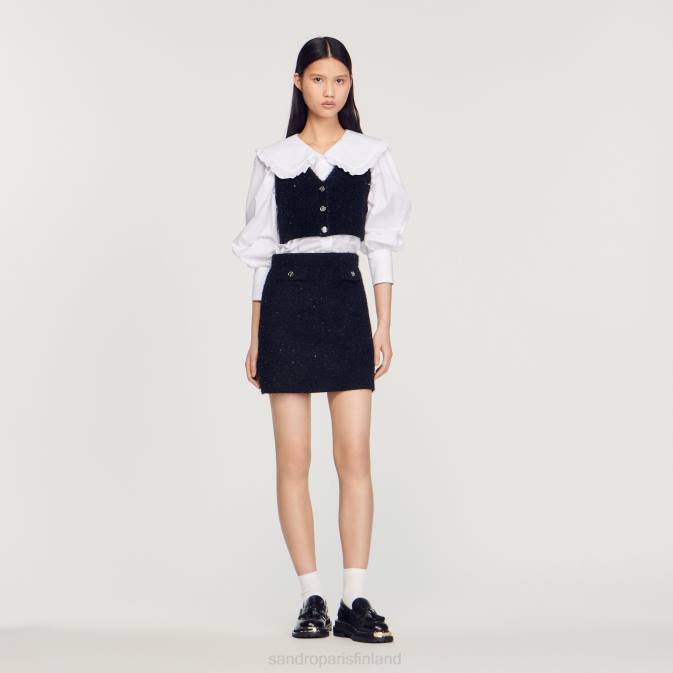 Sandro Paris naiset tweed crop toppi VLHP344 vaatteet musta
