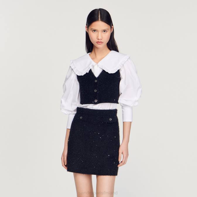 Sandro Paris naiset tweed crop toppi VLHP344 vaatteet musta