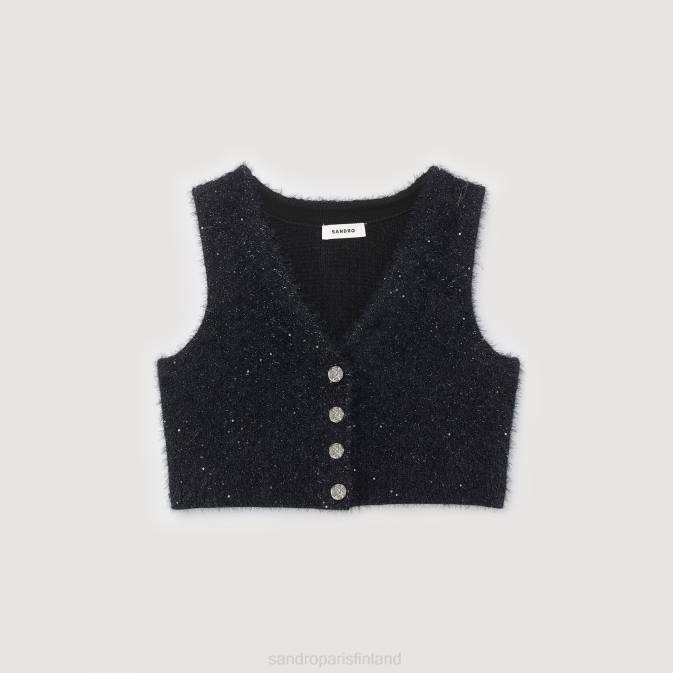 Sandro Paris naiset tweed crop toppi VLHP344 vaatteet musta