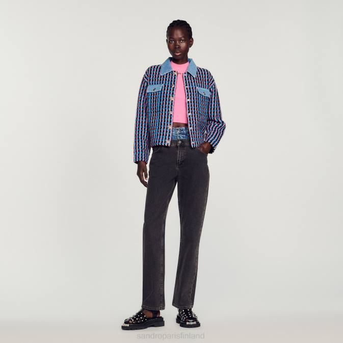 Sandro Paris naiset tweed-takki VLHP419 vaatteet blanc/sininen