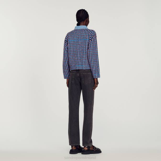 Sandro Paris naiset tweed-takki VLHP419 vaatteet blanc/sininen