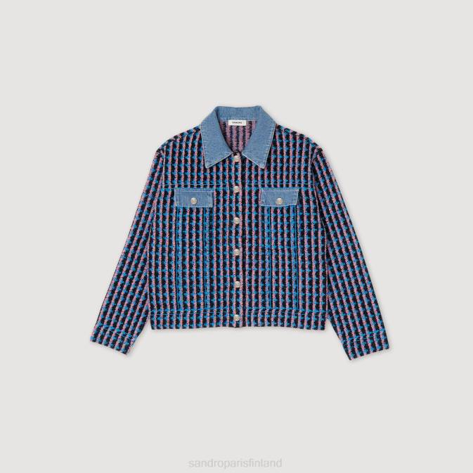 Sandro Paris naiset tweed-takki VLHP419 vaatteet blanc/sininen