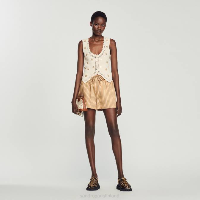 Sandro Paris naiset virkattu toppi VLHP132 vaatteet ekru