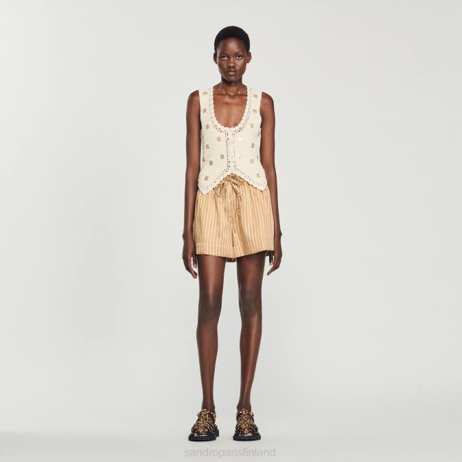 Sandro Paris naiset virkattu toppi VLHP132 vaatteet ekru