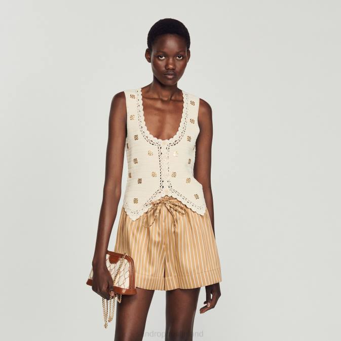 Sandro Paris naiset virkattu toppi VLHP132 vaatteet ekru