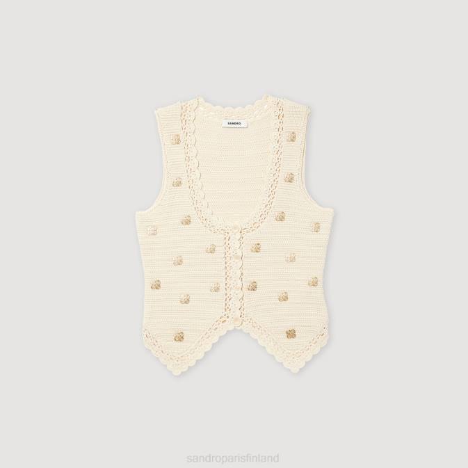 Sandro Paris naiset virkattu toppi VLHP132 vaatteet ekru