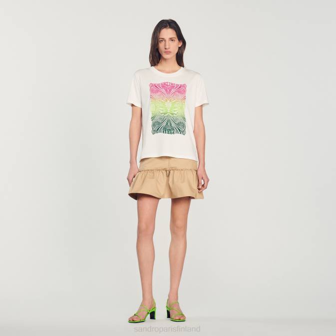 Sandro Paris naiset flokoitu t-paita VLHP312 vaatteet ekru