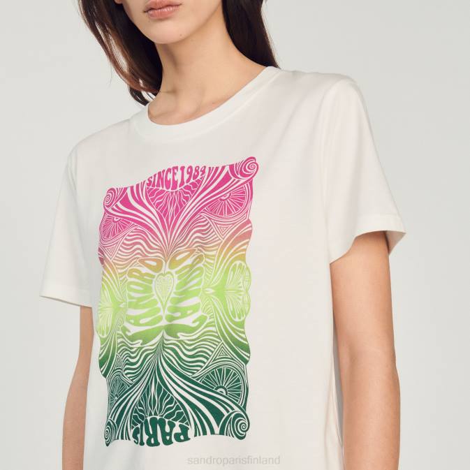 Sandro Paris naiset flokoitu t-paita VLHP312 vaatteet ekru