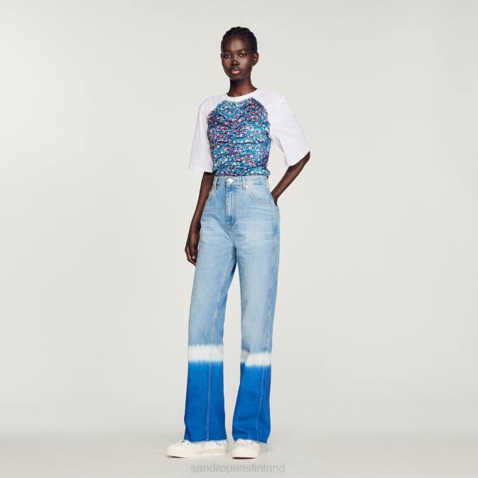 Sandro Paris naiset foulard avoin t-paita VLHP279 vaatteet valkoinen