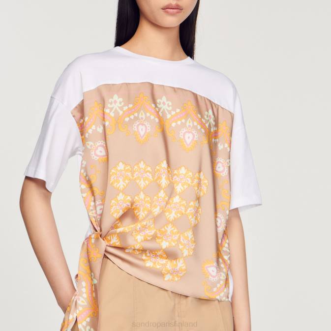 Sandro Paris naiset huivi t-paita VLHP196 vaatteet valkoinen