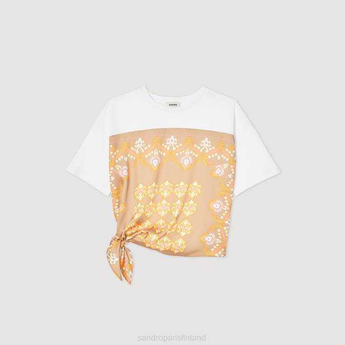 Sandro Paris naiset huivi t-paita VLHP196 vaatteet valkoinen