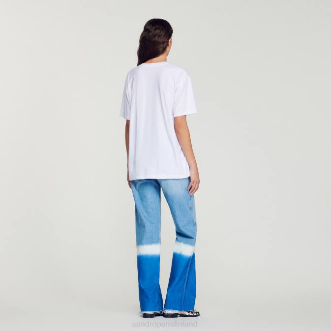 Sandro Paris naiset hymiö t-paita VLHP209 vaatteet valkoinen