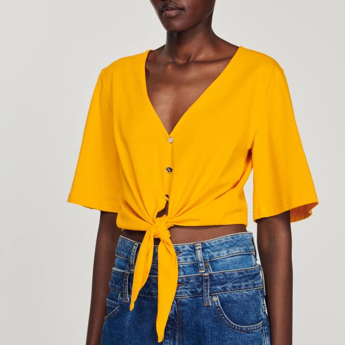 Sandro Paris naiset jalokivi lyhyt t-paita VLHP202 vaatteet oranssi