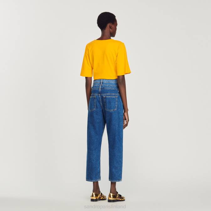 Sandro Paris naiset jalokivi lyhyt t-paita VLHP202 vaatteet oranssi