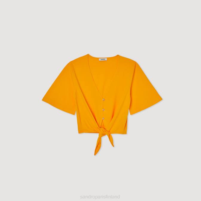 Sandro Paris naiset jalokivi lyhyt t-paita VLHP202 vaatteet oranssi