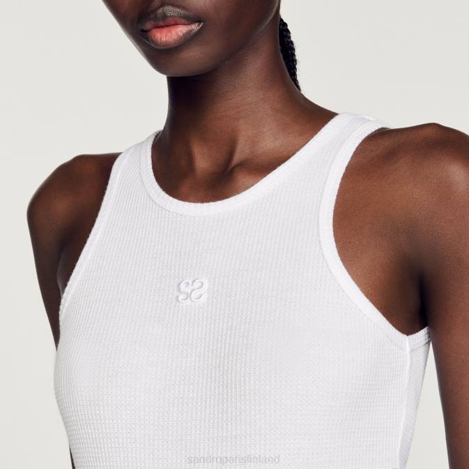 Sandro Paris naiset kaksinkertainen logollinen toppi VLHP222 vaatteet valkoinen