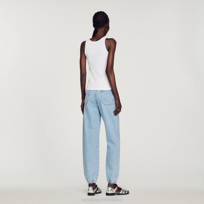 Sandro Paris naiset kaksinkertainen logollinen toppi VLHP222 vaatteet valkoinen