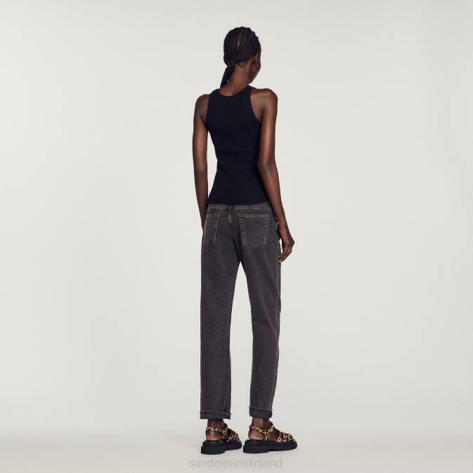 Sandro Paris naiset kaksinkertainen logollinen toppi VLHP256 vaatteet musta