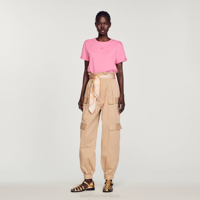 Sandro Paris naiset kaksinkertainen t-paita VLHP234 vaatteet vaaleanpunainen