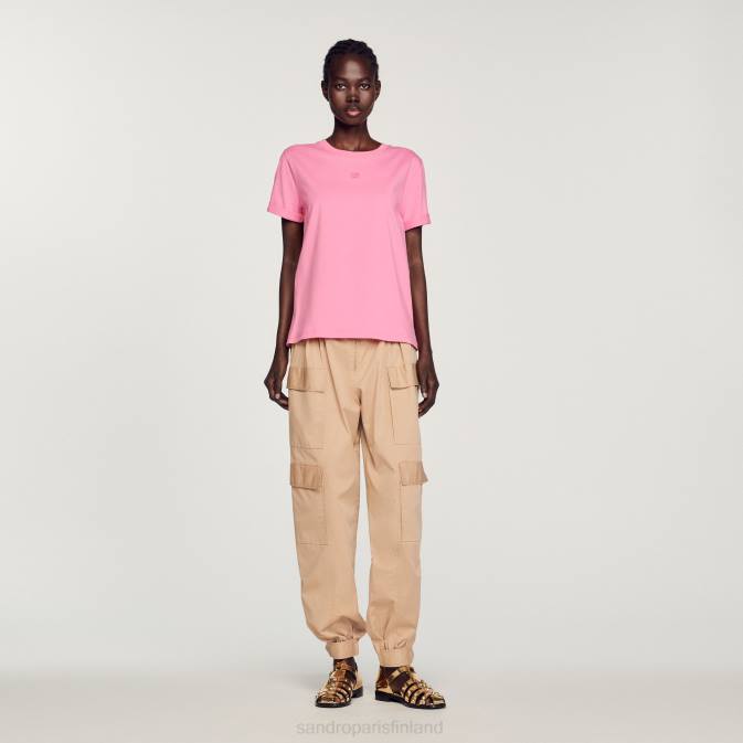 Sandro Paris naiset kaksinkertainen t-paita VLHP234 vaatteet vaaleanpunainen