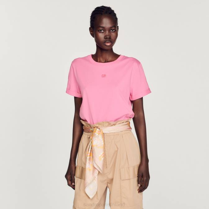 Sandro Paris naiset kaksinkertainen t-paita VLHP234 vaatteet vaaleanpunainen