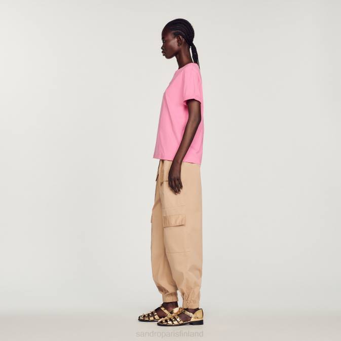 Sandro Paris naiset kaksinkertainen t-paita VLHP234 vaatteet vaaleanpunainen