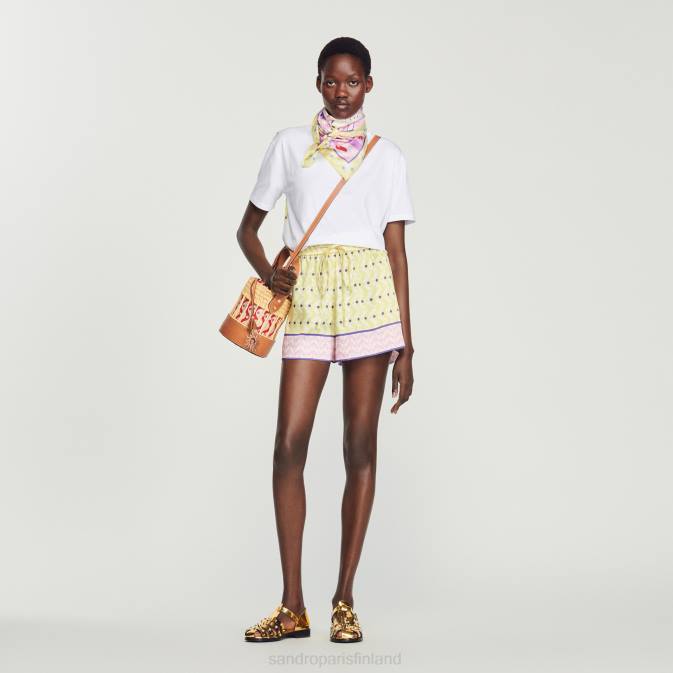 Sandro Paris naiset painettu tähti t-paita VLHP160 vaatteet keltainen/violetti