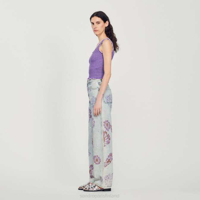 Sandro Paris naiset smocked lyhennetty toppi VLHP187 vaatteet violetti