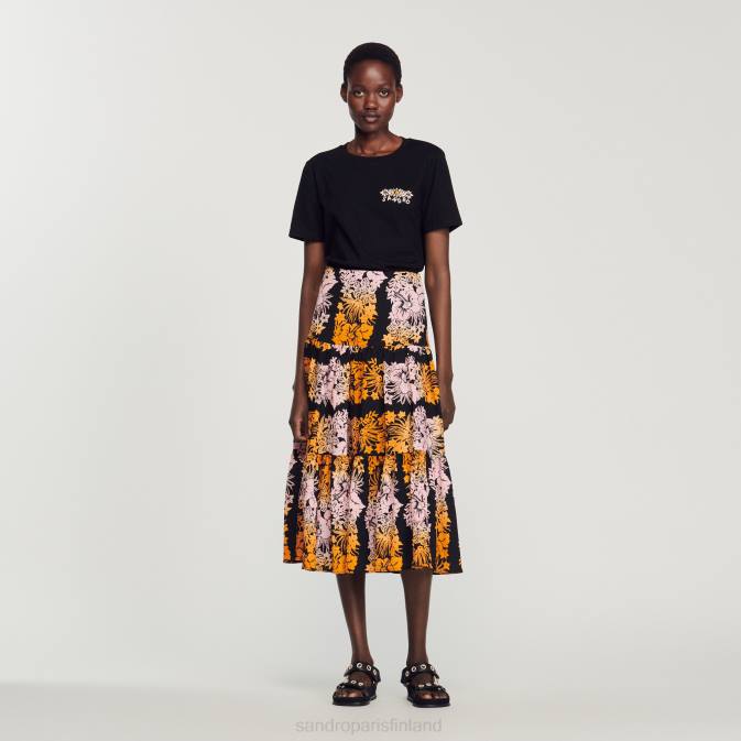 Sandro Paris naiset tekojalokivi t-paita VLHP237 vaatteet musta