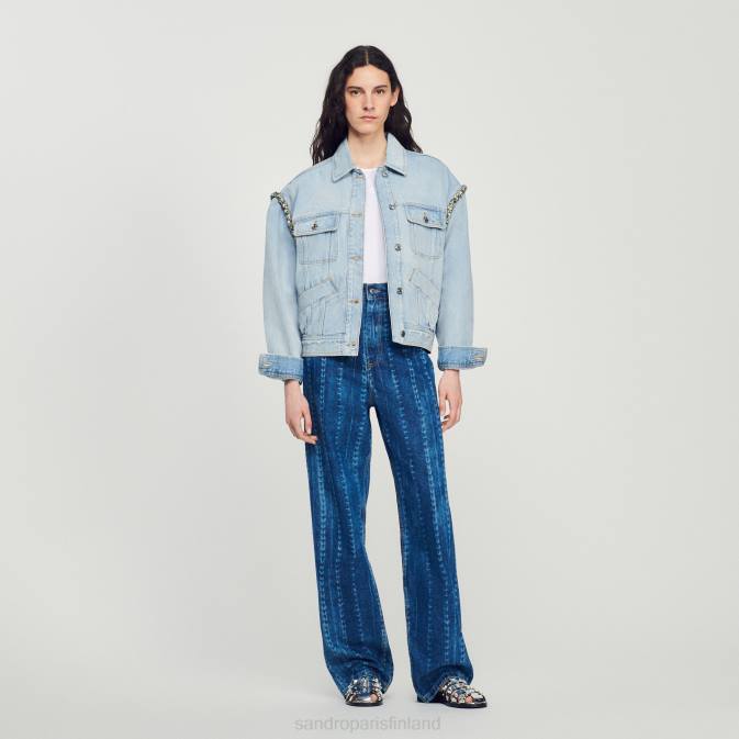 Sandro Paris naiset farkkutakki strassilla VLHP137 vaatteet vaalea bu jean