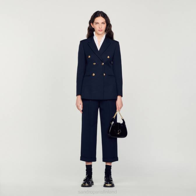 Sandro Paris naiset kaksirivinen pukutakki VLHP155 vaatteet laivastonsininen