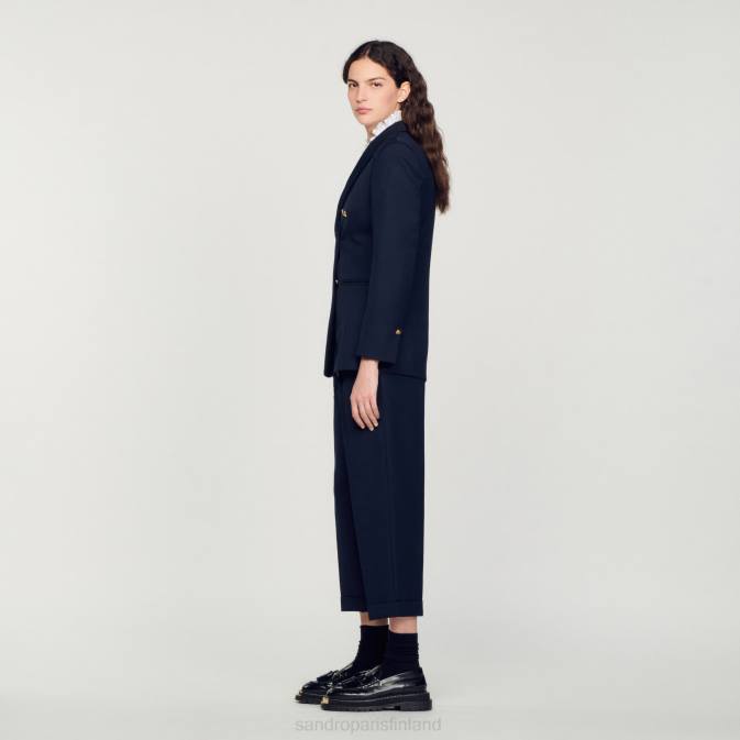 Sandro Paris naiset kaksirivinen pukutakki VLHP155 vaatteet laivastonsininen