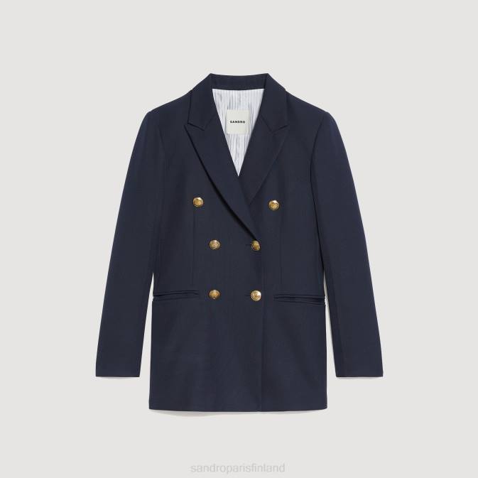 Sandro Paris naiset kaksirivinen pukutakki VLHP155 vaatteet laivastonsininen