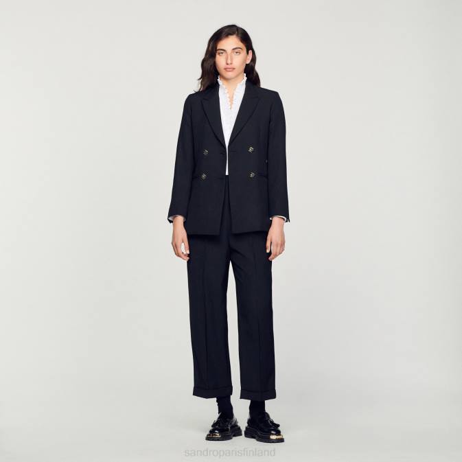 Sandro Paris naiset kaksirivinen pukutakki VLHP176 vaatteet musta