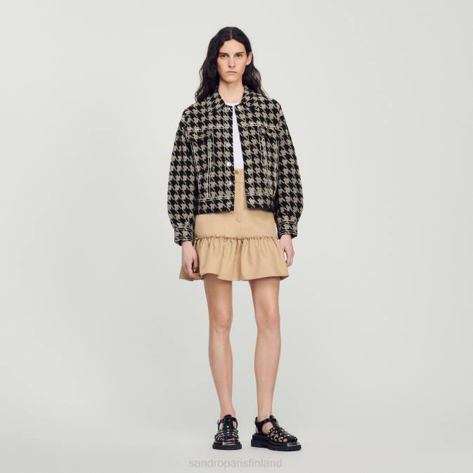 Sandro Paris naiset koiranhammas takki VLHP219 vaatteet musta