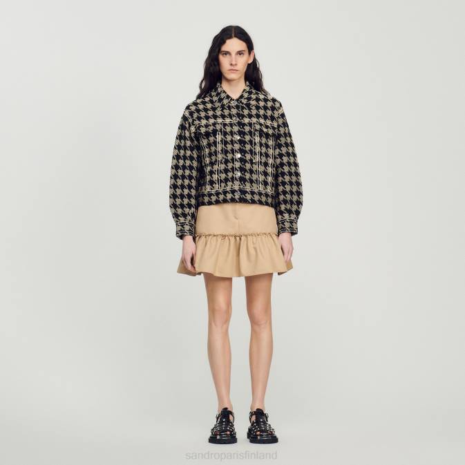 Sandro Paris naiset koiranhammas takki VLHP219 vaatteet musta